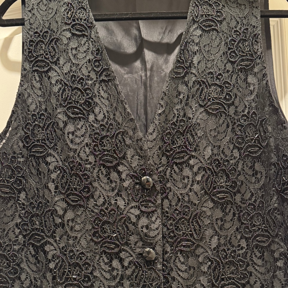 Black Beaded Lace vest